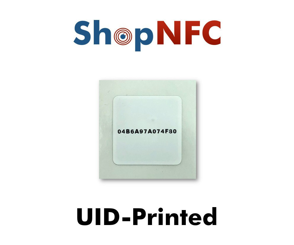 NFC Label NTAG213 25x25mm - Printed with UID
