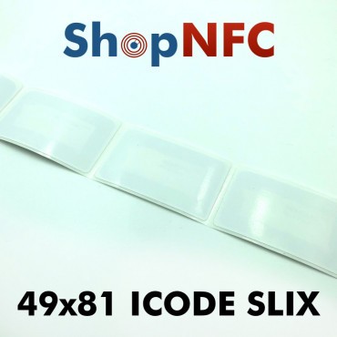 Tags NFC adhésifs blancs ICODE SLIX 49x81mm