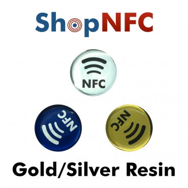 Etichette NFC resinate oro/argento a specchio - Personalizzate