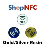 Etichette NFC resinate oro/argento a specchio - Personalizzate