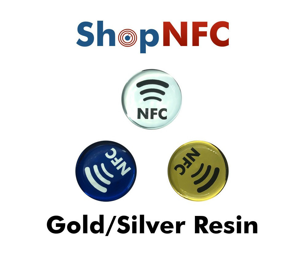 Etiquetas NFC de resina brillantes or/plata - Personalizadas - Shop NFC