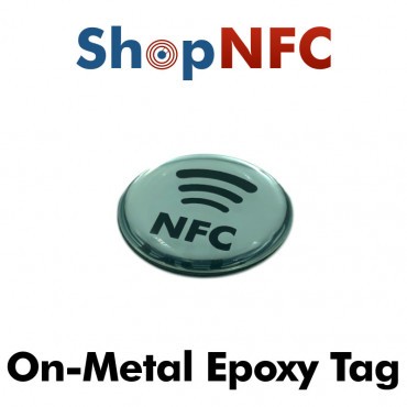 Tags NFC anti-métal résine effet brillant or/argent - Personnalisés