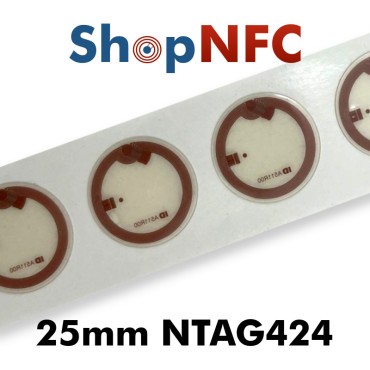 Tags NFC flexibles NTAG424 DNA en PET 25mm