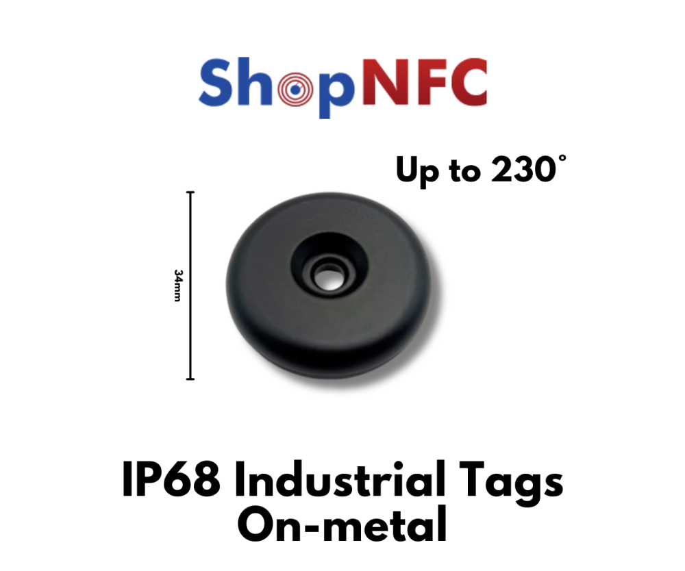 Tag NFC industriali IP68 NTAG213/6 schermati 34mm