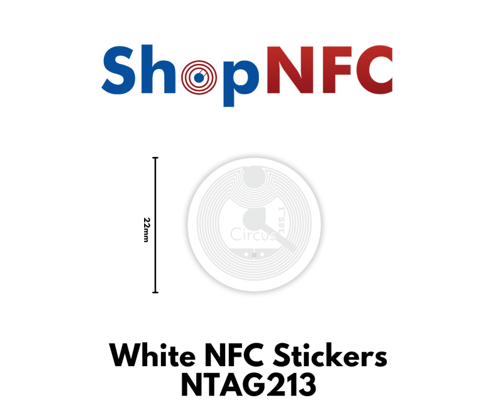 White NFC Stickers NTAG213 Round ø22mm - AD Circus