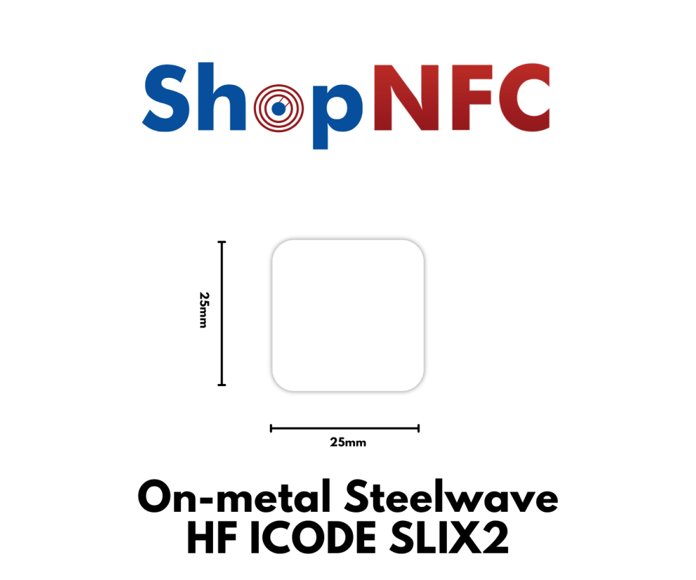 NFC On-Metal Klebetags ICODE SLIX2 Steelwave HF 25x25mm