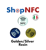 Etiquetas NFC de resina brillantes or/plata - Personalizadas