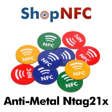 Etiqueta NFC Antimetal NTAG213/6 con Logotipo NFC