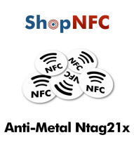 Etiqueta NFC Antimetal NTAG213/6 con Logotipo NFC