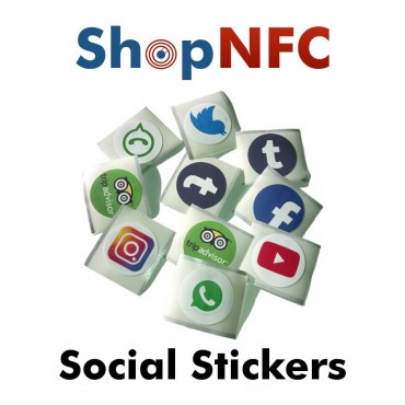 Tags NFC NTAG213 adhésifs avec Logos des Réseaux Sociaux