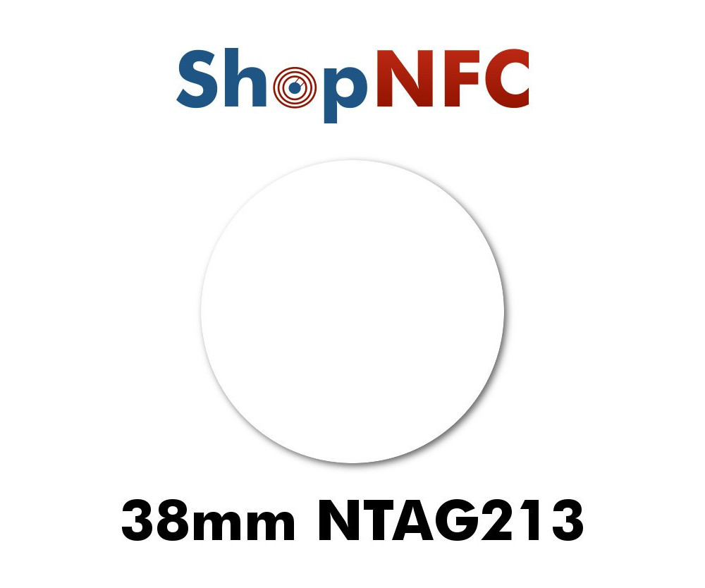 White NFC Stickers NTAG213 Round ø38mm White NFC Stickers NTAG213 Round ø38mm