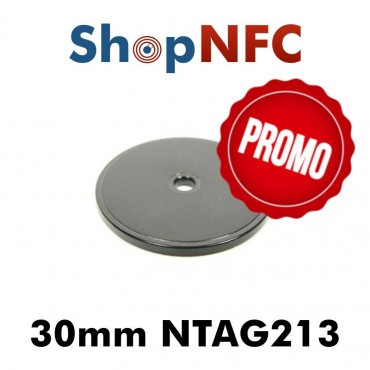 Tags NFC Ntag213 IP66 30mm en ABS perforés