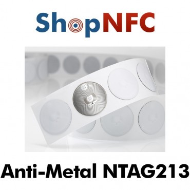 Tags NFC Anti-Métal NTAG213 ronds adhésifs 22mm